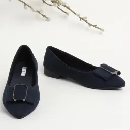 Elle Women's Navy Flat Ballets-picture-43