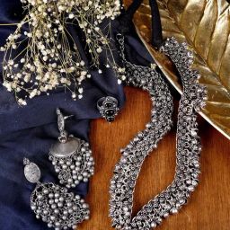 Teejh Pitara Collection Tavishi Metallic Oxidized Jewellery Set-15