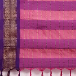 LeeliPeeri Designer Checked Zari Saree With Unstitched Blouse Piece image 2