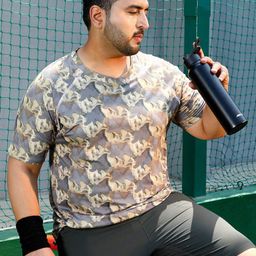 Instafab Plus Men Abstract Printed Round Neck Activewear T-shirt-picture-16