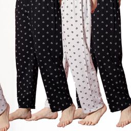 Pack of 3 Women Heart Printed Cotton Comfortable Pyjama/Lounge Pants-image-98