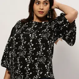 SHOWOFF Plus Floral Printed Flared Sleeve Kaftan Top-image-7