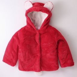 Kookie Kids Full Sleeves Hoodies With Ear Applique- Red-image-32