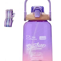 FunBlast Large Capacity Water Bottle with Handle and Straw  Purple-picture-22