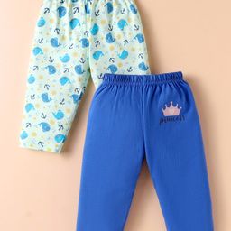 Ben Benny Interlock Knit Full Length Lounge Pant with Whale Print Pack of 2 - Blue& White-image-42