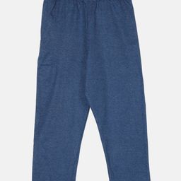 Kiddopanti Cotton Blend Solid Pajama With Single Pocket - Blue Melange-picture-12
