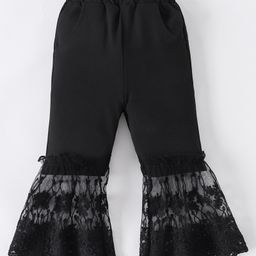 Mark & Mia Full Length Leggings with Floral Chikankari Detailing - Black-image-89