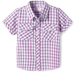 Babyhug Cotton Woven Half Sleeves Checks Shirt - Purple-image-44