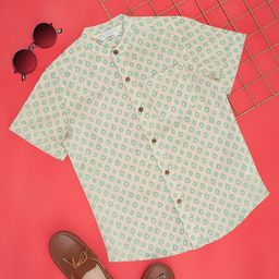 Indus Route by Pantaloons Cotton Half Sleeves Abstract Motifs Printed Shirt - Off White-image-2