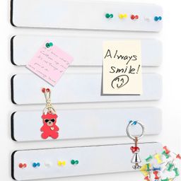 SYGA 5 Pack Felt Bulletin Board, Felt Message Board with 35pcs Drawing Pins, Self-Adhesive Lightweight Bulletin Board Strips for Paste Notes, Photos, Schedules (White)-11
