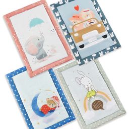 Zoe Newborn Baby Cotton Godadi Gadda Cozy Cute Animals Print| Soft Breathable Material| Light Weight Friendly Pack of 4 -White Grey & Blue-image-88