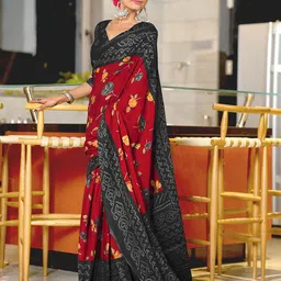 DIVASTRI Floral Printed Bandhani Saree-image-84