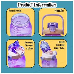 FunBlast Large Capacity Water Bottle with Handle and Straw  Purple image 2