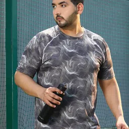 Instafab Plus Abstract Printed Round Neck Short Sleeves Regular Fit Sports T-Shirt-image-95