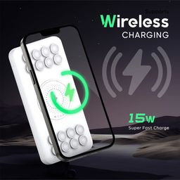 iCruze Strike PB03 Wireless Power Bank, 10000 mAh, Outputs - 22.5W Wired | 15W Wireless, Type C PD output, LED Indicator, Made in India (White) image 3