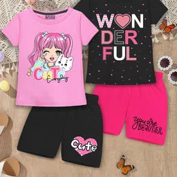 HERE&NOW Girls Printed T-shirt with Shorts-picture-8