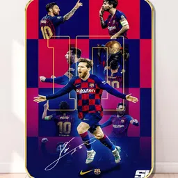 Myntra Elegant Homes Blue & Pink Lionel Messi Wooden Wall Art-image-9