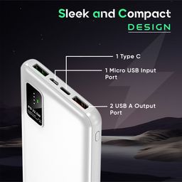 iCruze Strike PB03 Wireless Power Bank, 10000 mAh, Outputs - 22.5W Wired | 15W Wireless, Type C PD output, LED Indicator, Made in India (White) image 4