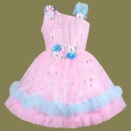 Wish Karo Girls Floral Embroidered Net Fit & Flare Dress-image-90