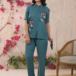 ROOHANIYAT Embroidered Shirt & Trouser Co-Ords Set-image-39