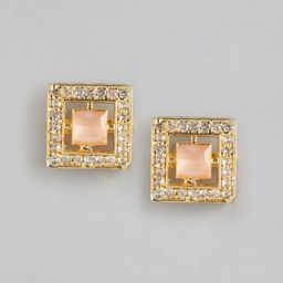 Anouk Gold-Plated Cubic Zirconia Square Studs Earrings-0