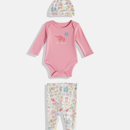 mothercare Infant Girls Pure Cotton Bodysuit With Leggings & Hat-image-12