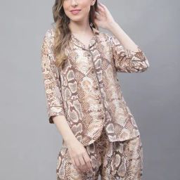 TAG 7 Brown Animal Print Shirt Shorts Set-image-15
