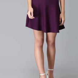 SELVIA Wine Above Knee Skirt-image-76