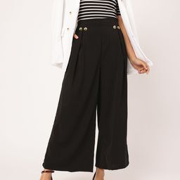 DressBerry Women Button-Detail High-Rise Pleated Flared Trousers-image-32