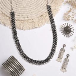Teejh Pitara Collection Sabita Silver Oxidized Jewellery Set-image-86