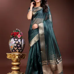 KALINI Women Woven Design Embellished Organza Designer Saree-image-50