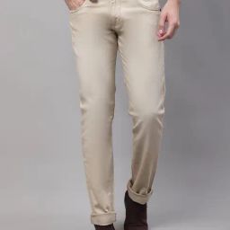 Cantabil Beige Regular Fit Lightly Washed Jeans-image-18