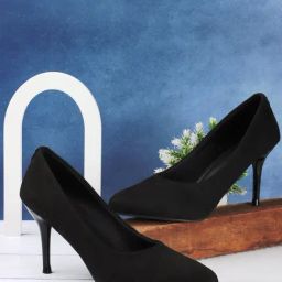 Elle Women's Black Stiletto Pumps-image-100