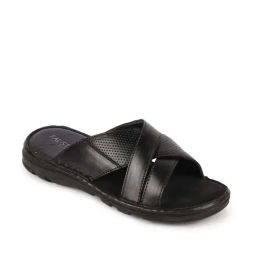 Fausto Men's Black Cross Strap Sandals-image-19