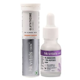 HealthKart HK Vitals Glutathione Effervescent 15 Tabs Orange & Bakuchiol Serum 15 ml Combo-8