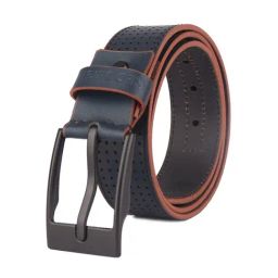 Red Chief Blue Perforated Leather Casual Belt for Men-image-91