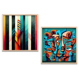 Kotart Blue & Orange 2 Pieces Boho Wooden Wall Arts-picture-39