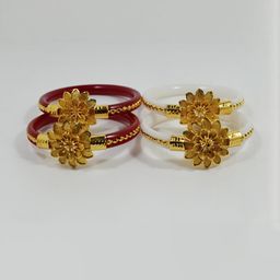SATTIK Pack of 4 Women Gold-plated Shakha Pola Bangles-image-33