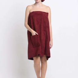 Creeva Luxury Wine Cotton 380 GSM Bath Wrap-picture-3