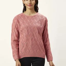 Honey by Pantaloons Pink Self Pattern Sweater-image-84