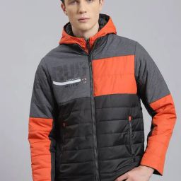 Monte Carlo Black Regular Fit Colour Block Quilted Jacket-34
