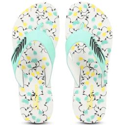 Adidas Women's Cloudfoam Sea Green & White Flip Flops-image-45