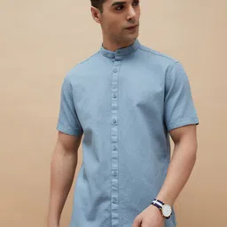 CODE by Lifestyle Men Band Collar Solid Cotton Casual Shirt-image-65