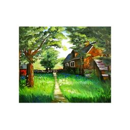 Inephos Green And Brown Road To Home Canvas Wall Art-17