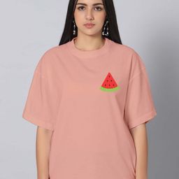 Besick Women Graphic Printed Round Neck Cotton Oversized T-shirt-image-74