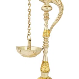 Exotic India Brass Five-Wick Parrot Hanging Lamp With Stand-image-84