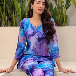 RANGREAL Printed Top With Palazzos Co-Ords image 4