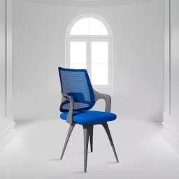Rose Mono 56D x 56W x 97H cm Mesh Mid-Back Ergonomic Visitor Chair with Nylon Legs, Grey & Blue-image-92
