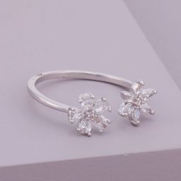Kushal's Fashion Jewellery White Rhodium-Plated Trendy Party Zircon Finger Ring-image-62