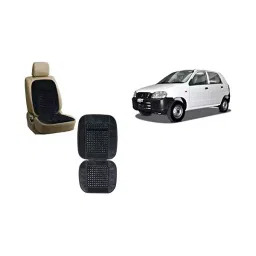 Auto Pearl Car Wooden Bead Seat Cushion with Grey Velvet Border Compatible for Alto - Set of 2 Pcs-image-77